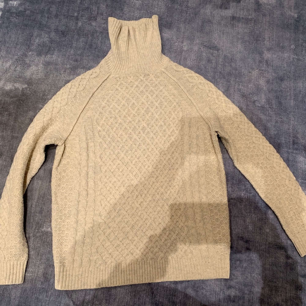 Cream Wool Sweater with Side Zip Detailing